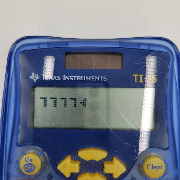Texas Instruments Clear Blue TI-15‎ Fraction Rounding Problem Solving Calculator - Picture 3 of 7